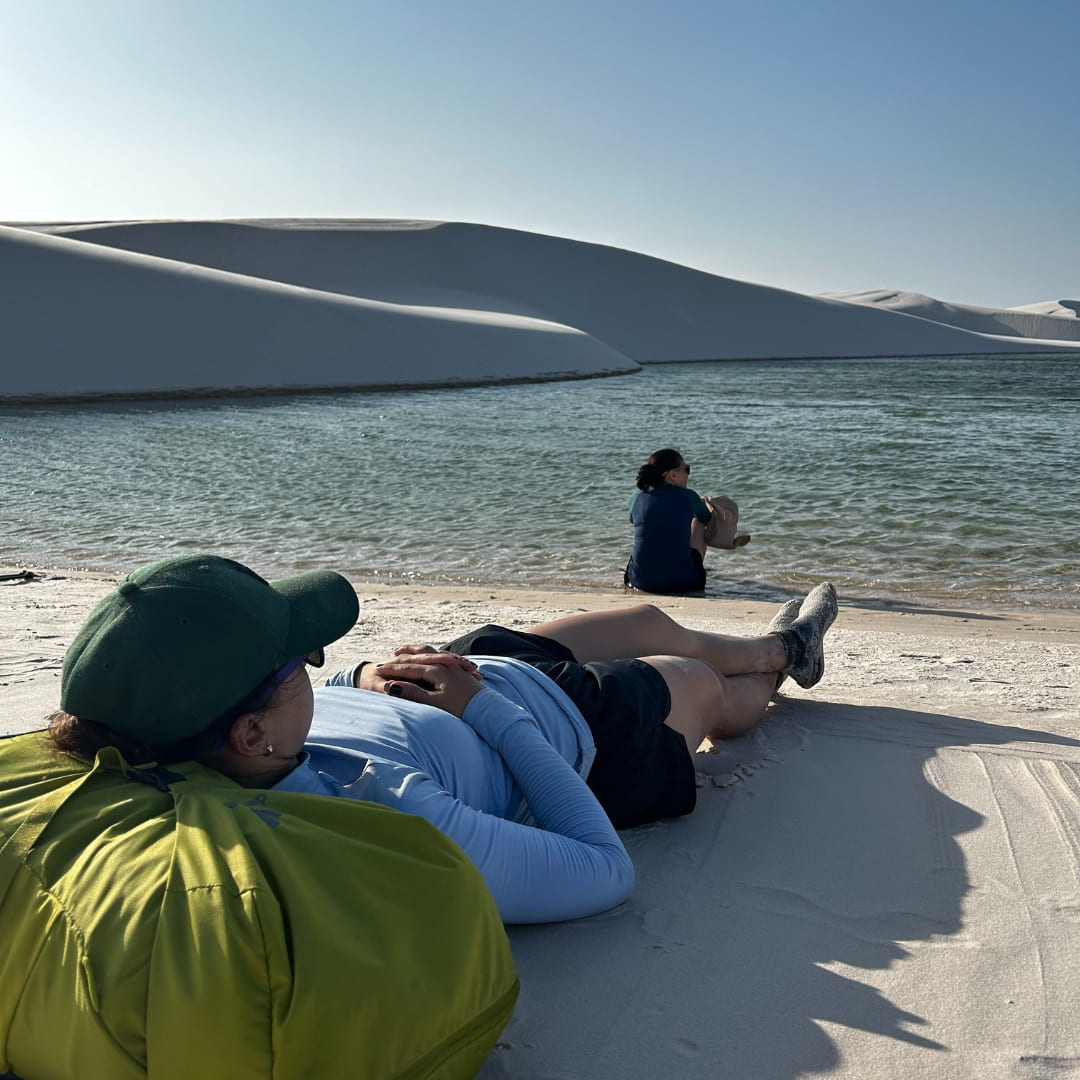 Relaxing at lagoon Lencois maranhenses hike